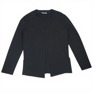 MM LaFleur Woolf Jardigan Womens L Black Open Front Knit Workwear Blazer